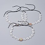 Adjustable Nylon Thread Braided Necklaces, with Acrylic Imitation Pearl Beads, Brass Beads and Printed Cowrie Shell Beads