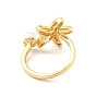 Cubic Zirconia Starfish with Imitation Pearl Open Cuff Ring, Real 18K Gold Plated Brass Jewelry for Women, Cadmium Free & Lead Free