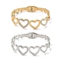 Браслеты-шарниры из нержавеющей стали с полым сердцем и кристаллами горного хрусталя для женщин
