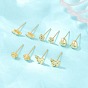 Brass Stud Earrings, Cadmium Free & Lead Free, Long-Lasting Plated, Rack Plating, Real 18K Gold Plated