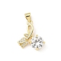 Латунные микропаве прозрачные подвески с фианитом, цветок, без свинца и без кадмия, долговечный, стойки покрытие