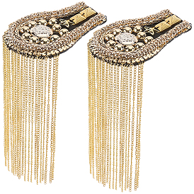 2Pièces d'épaulette à pompon en feutre, fer et strass, décoration d'épaulette