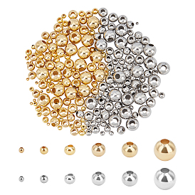 240Pcs 12 Style 304 Stainless Steel Beads, Hollow Round