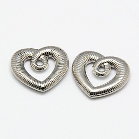 304 Stainless Steel Textured Pendants, Wire Heart, 18x21x4.5mm, Hole: 2x3mm