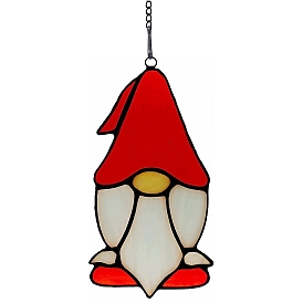Christmas Stained Acrylic Gnome Art Window Planel, for Suncatchers Window Home Hanging Ornaments
