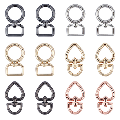 12pcs 6 fermoirs pivotants en alliage de style,  crochet mousqueton