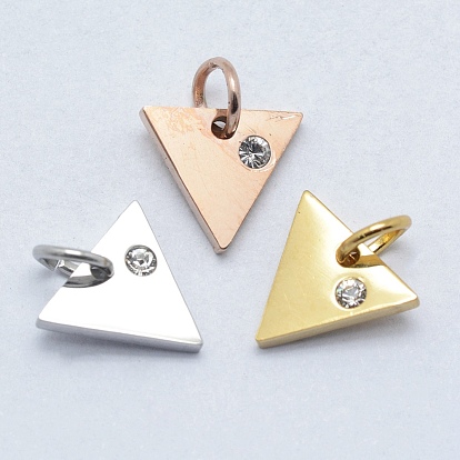 316 Surgical Stainless Steel Pendants, with Cubic Zirconia, Triangle