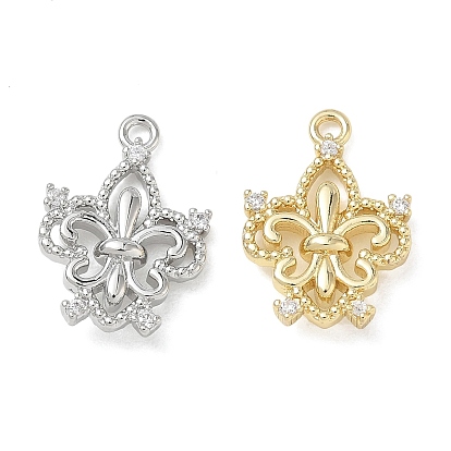 Pendentifs en laiton zircon cubique transparent, fleur de lis charmes