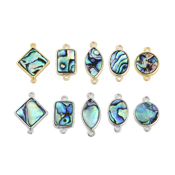 Латунные подвески-соединители из натуральной пауа-ракушки