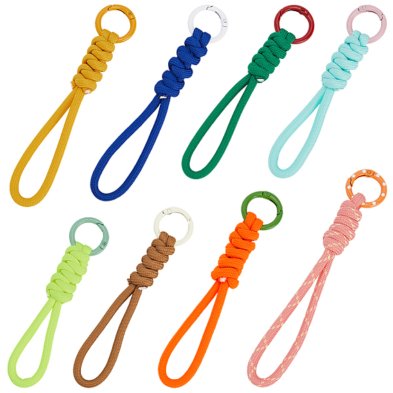 8шт 8 цвета полиэстеровый шнур подвеска украшение, с кольцом сплава, для украшения сумки