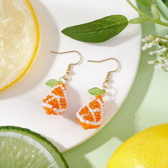 Серьги-подвески из стеклянных бусин ручной работы, с 304 нержавеющей стали серьги крючки, золотые