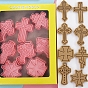 8Pcs 8 Styles Easter Theme Plastic Cookie Cutters, Cookies Moulds, DIY Biscuit Baking Tools, Cross Mixed Shapes