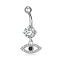 Piercing Jewelry, Brass Cubic Zirconia Navel Ring, Belly Rings, with 304 Stainless Steel Bar, Lead Free & Cadmium Free, Horse Eye