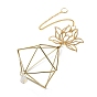 Quartz Crystal & Brass Pendant Decorations, with Iron Findings, Lotus Flower