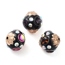 Handmade Indonesia Beads, with Alloy and Glass, Bicone