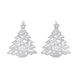 201 colgantes de acero inoxidable, adornos de metal grabados, árbol de Navidad