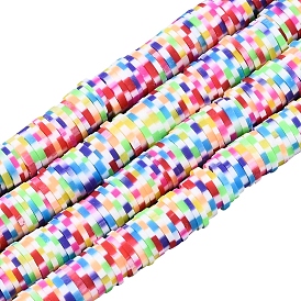 SUNNYCLUE 1 Strand Rainbow Color Handmade Polymer Clay Beads Strands, for DIY Jewelry Crafts Supplies, Heishi Beads, Disc/Flat Round