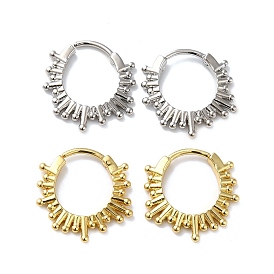 Rack Plating Brass Sun Hoop Earrings for Women, Lead Free & Cadmium Free, Long-Lasting Plated