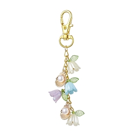 Resin Flower Pendant Decorations, Alloy Swivel Clasps Charms for Bag Ornaments