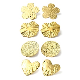 304 Stainless Steel Stud Earrings, Golden