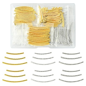 300Pcs 9 Styles Brass Tube Beads, Curved Tube