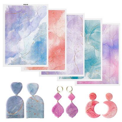 5шт. 5цветные серьги из полимерной глины, переводная бумага для печати, украшение подвески из глины, водорастворимые наклейки
