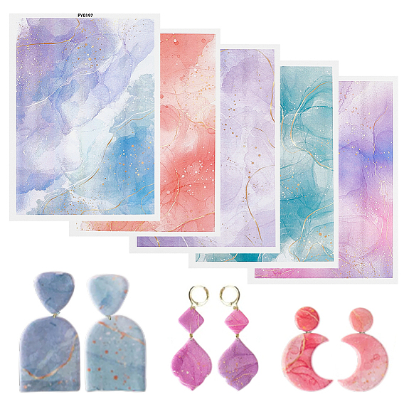 5шт. 5цветные серьги из полимерной глины, переводная бумага для печати, украшение подвески из глины, водорастворимые наклейки