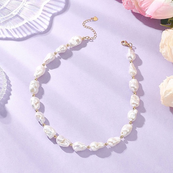 Натуральные барочные жемчужные ожерелья из бисера кеши для женщин, белые