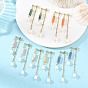 304 boucles d'oreille en acier inoxydable, colonne, Boucles d'oreilles pendantes en pierres précieuses et perles naturelles pour femmes, or