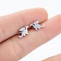 Cute Mini Flying Dragon Animal Earrings for Girls - Stainless Steel.