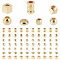 140Pcs 7 Style Brass Spacer Beads, Long-Lasting Plated, Round & Column & Cube