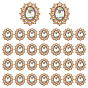 30 cabochons en alliage de zinc, avec acrylique et strass, ovale