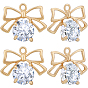 12шт. подвески из прозрачного кубического циркония, с латунной фурнитурой , бантом