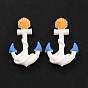 Opaque Resin Cabochons, Ocean Theme, Anchor with Shell