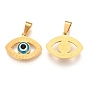Ion Plating(IP) 304 Stainless Steel Pendants, with Glass, Evil Eye, Deep Sky Blue