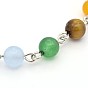 Trendy Gemstone Beaded Bracelets, with Brass Findings and Lobster Claw Clasps