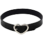 Ожерелья-чокеры из искусственной кожи в стиле панк-рок с кольцом в форме сердца из сплава, платина