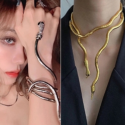 Collares de serpiente góticos punk, pulseras de serpiente ajustables, productos de doble uso