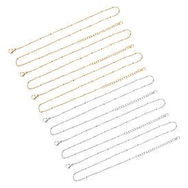 304 Stainless Steel Satellite Chain Necklaces, with Rondelle Beads