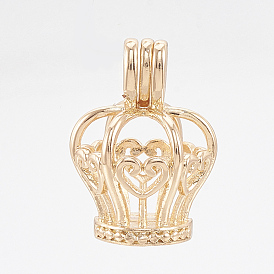 Подвески латуни медальон, подвески для клеток, без кадмия, без никеля и без свинца, полый, корона