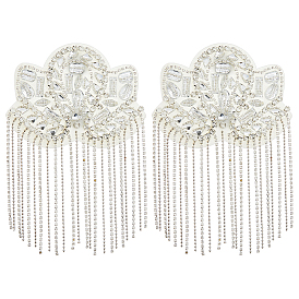 2шт. кисточка из цветочных страз с фетровыми эполетами, наплечные значки, платина