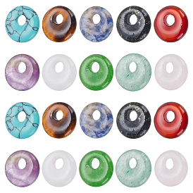 20 шт. 10 стили подвески-пончики из смешанных драгоценных камней/диски Пи, смешанные окрашенные и неокрашенные