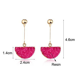 Watermelon Half Circle Resin Pendant Earrings - Fashionable Candy-Colored Studs for Women