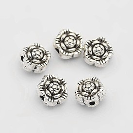 Tibetan Style Alloy Flower Beads, 6x4mm, Hole: 1mm