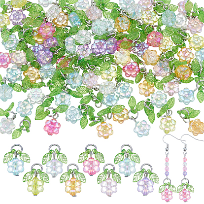 96 шт 8 стиль прозрачные акриловые подвески, цветок, с железной фурнитурой