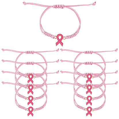 20шт. браслеты из сплава, регулируемые браслеты из плетеного шнура из полиэстера для женщин, осведомленности ленты