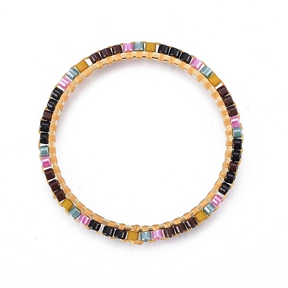MIYUKI & TOHO Handmade Japanese Seed Beads, with Brass Link Rings, Loom Pattern, Ring