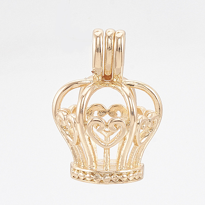 Подвески латуни медальон, подвески для клеток, без кадмия, без никеля и без свинца, полый, корона