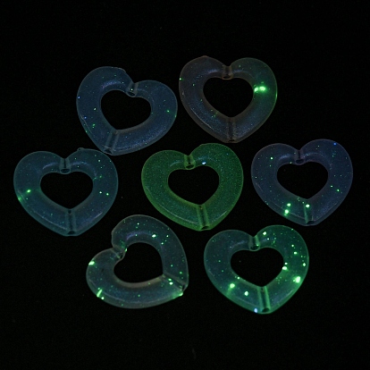 Luminous Acrylic Beads, Glitter Beads, Glow in the Dark, Heart