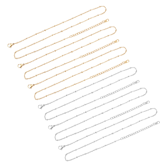 304 Stainless Steel Satellite Chain Necklaces, with Rondelle Beads